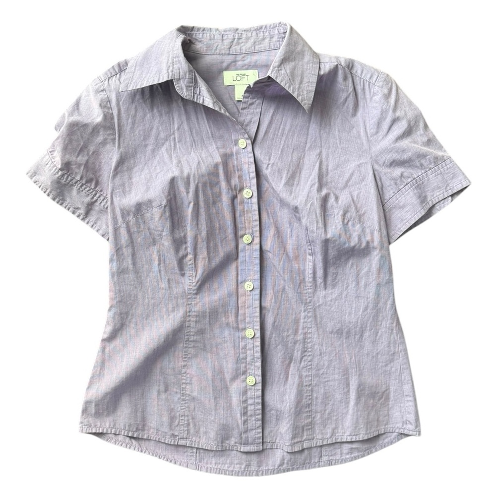 🌼5 for 25🌼 LOFT Purple Short Sleeve Button Down Shirt Size 8 - Picture 4 of 9